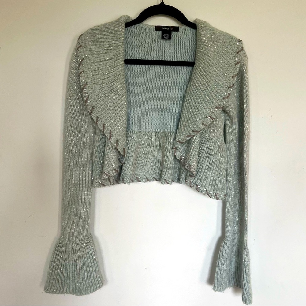 Arden B. Stone light blue Bell sleeve cardigan/Bolero X-Small